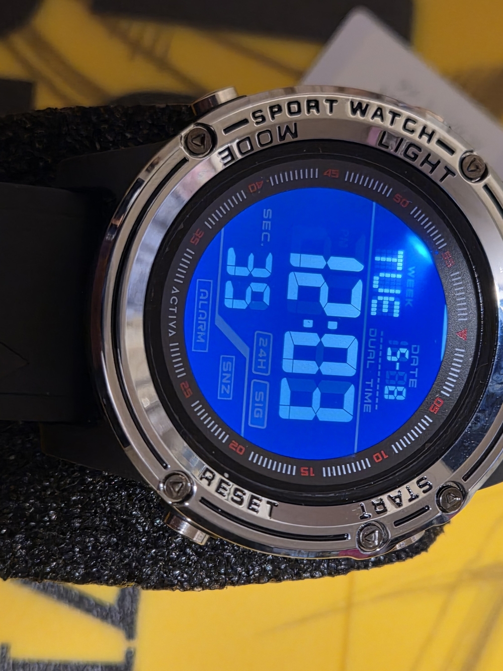 Blue Dial Digital Sport Smartwatch with Black Band